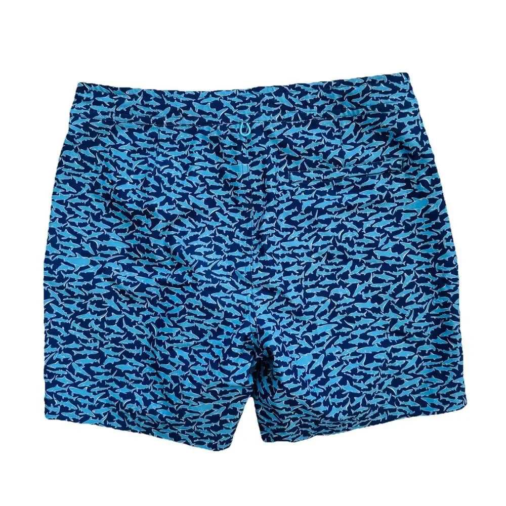 Tori Richard Tradewind Tech Sharks Lined Swim Trunks Shorts 32 EUC Beach Vaca